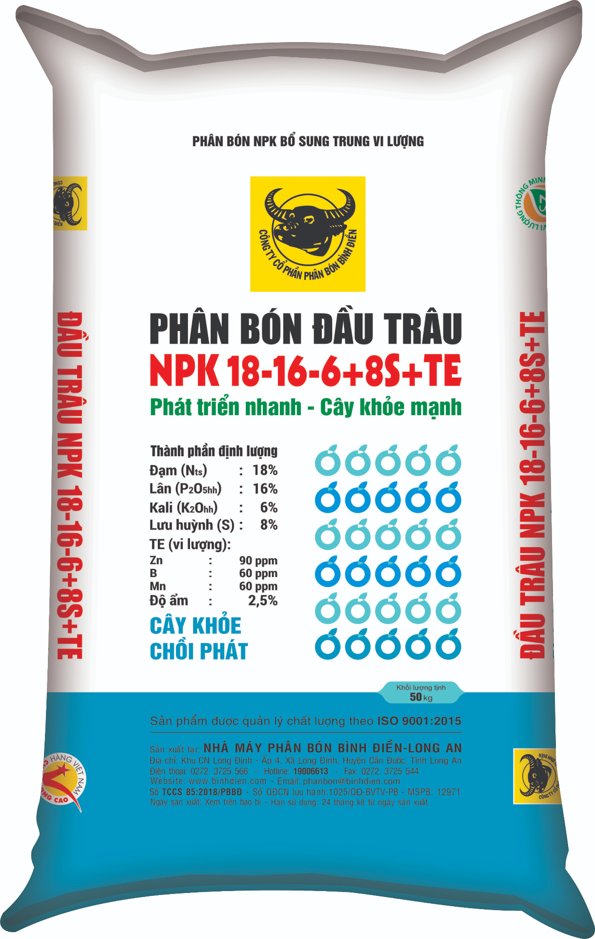 NPK 18-16-6+8S+TE (Sản phẩm dùng cho cây ăn trái Miền Trung, Miền Đông, Tây Nguyên))